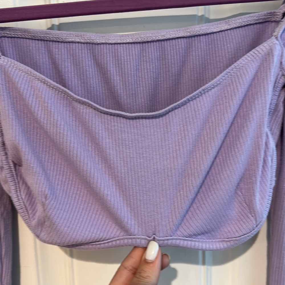Lavender Ribbed Cropped Top - Picture 10 of 10